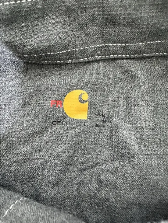 Carhartt Force FR Shirt Men XL Tall Gray Button Down Flame Resistant Cat 2 Work - Picture 6 of 8